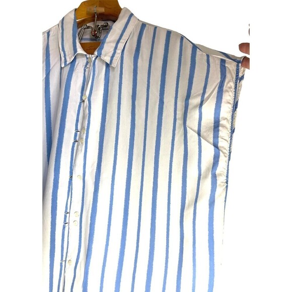 Mango MNG white and blue stripe down button blouse Sz: 6 - Picture 3 of 4